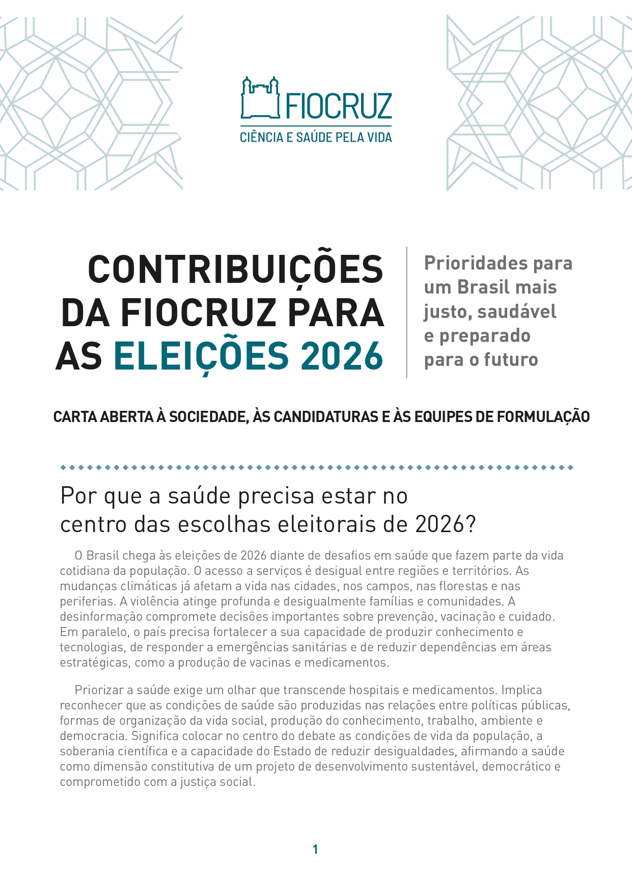 Contribuições da Fiocruz para as eleições 2026